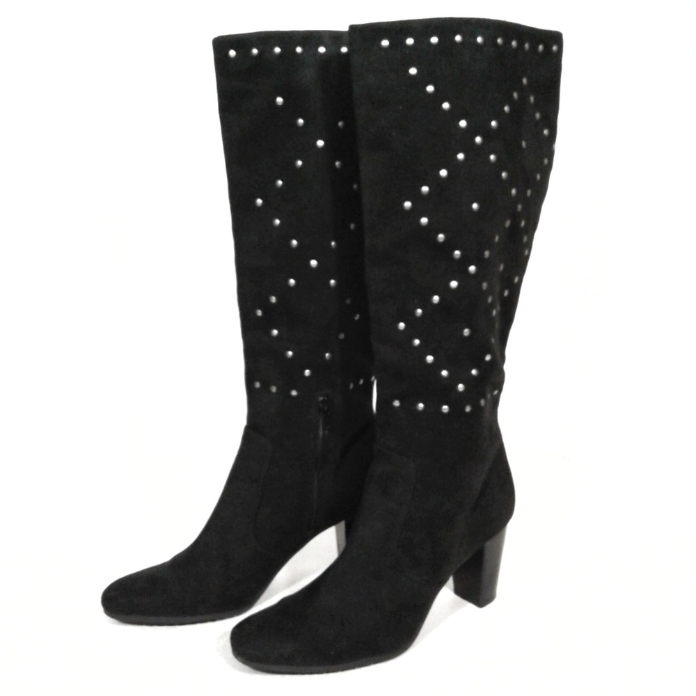 a.n.a Black Studded Faux Suede Knee High Boots